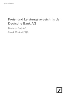 Aktueller Deutsche Bank Prospekt "Preis- und Leistungsverzeichnis" Aktueller Deutsche Bank Prospekt